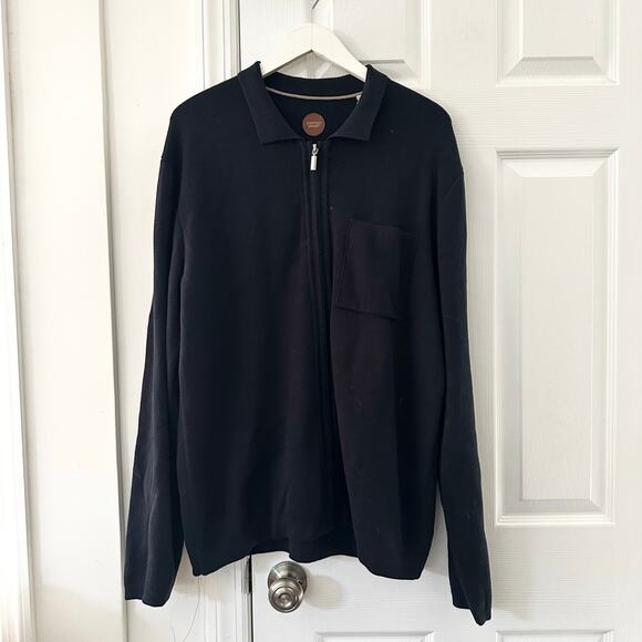 Common People Clothing NWT Navy Blue Full Zip Thru Polo Sweater Cardigan Large - Picture 10 of 10